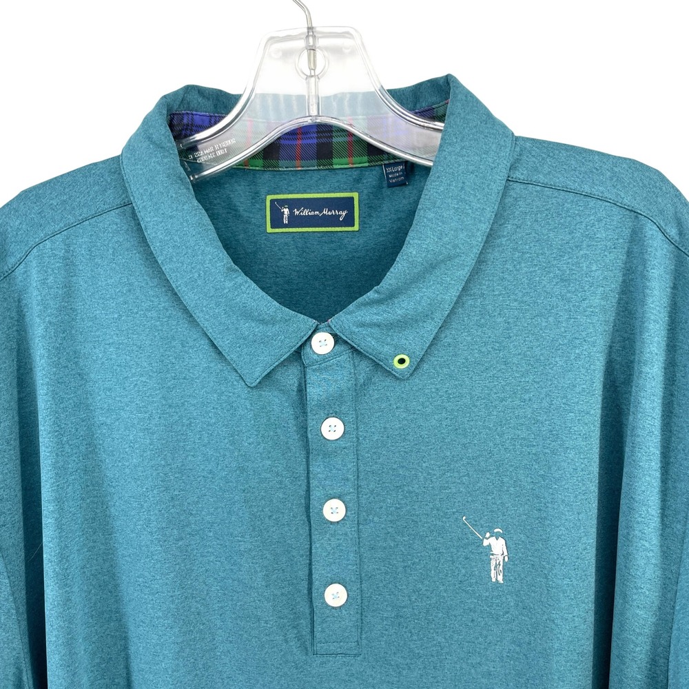 William Murray Golf Polo Shirt Mens XXL Teal Short Sleeve Performance Golf Shirt